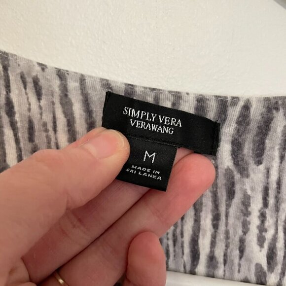 SIMPLY VERA VERA WANG 1/2 Sleeve "Maxi" Caftan Gray White Long Nightgown Pajamas - Picture 6 of 16